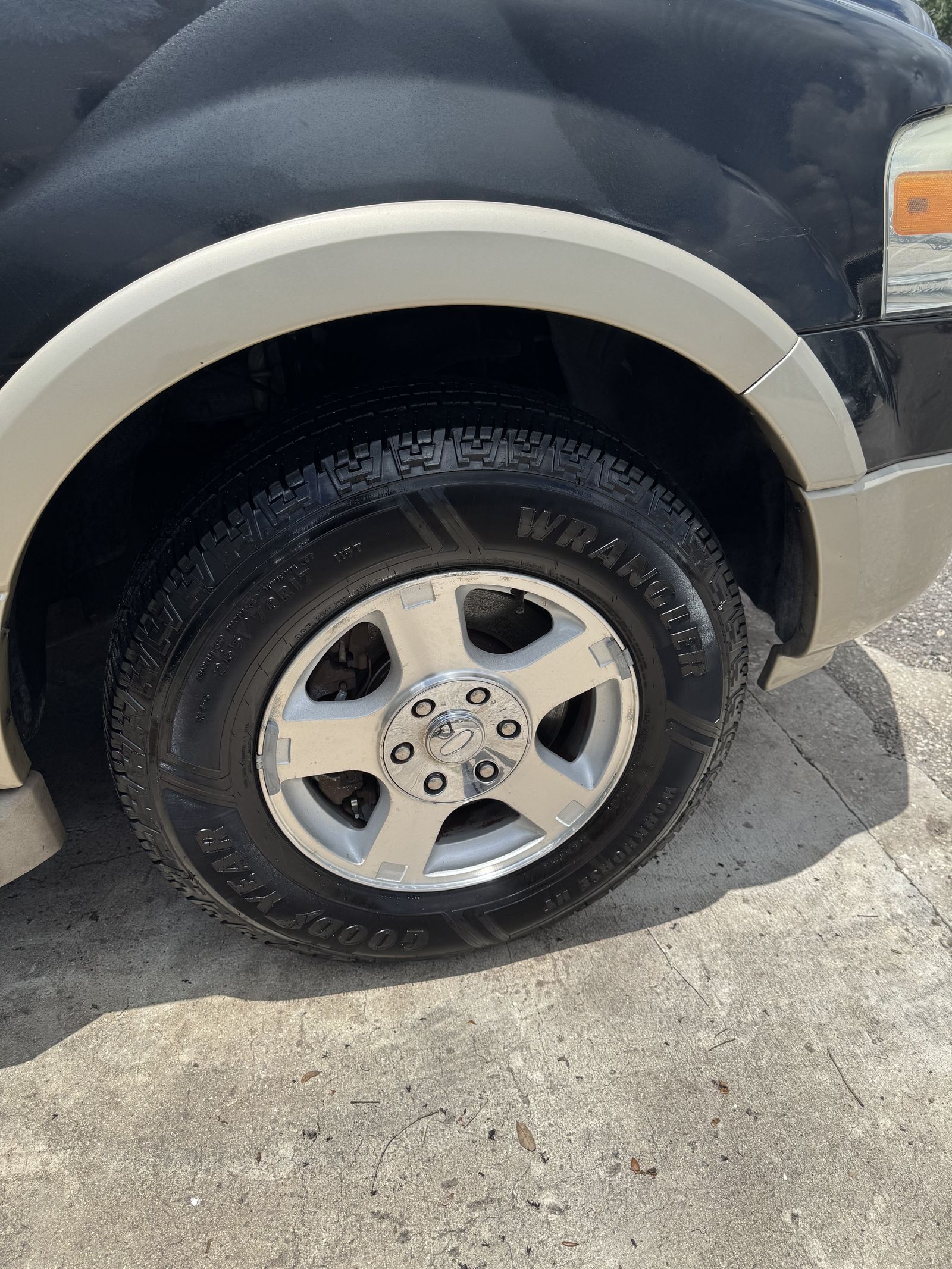 Dirty wheel and tire before detail
